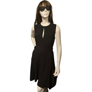 Theory Black Size 4 Sleeveless Belted Black Dress